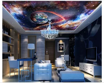 

Custom photo wallpaper 3d ceiling wallpaper murals Space Star Milky Way 3D Ceiling Zenith Mural wallpapers for living room decor