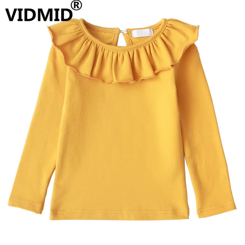 VIDMID/Детские футболки однотонные футболки с длинными рукавами для маленьких девочек Детские футболки для девочек, однотонная хлопковая рубашка футболки, одежда 4006 13 - Цвет: as photo
