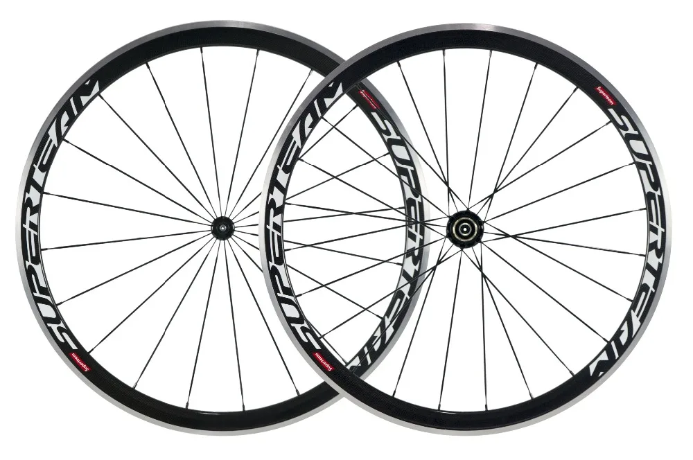 

SuperTeam Carbon Fiber Quality Road Wheelet 700c Clincher 38mm Alloy Wheels Glossy