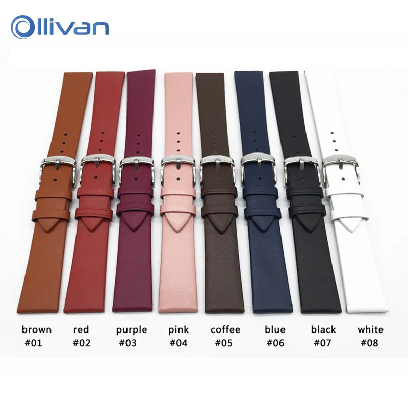 

Ollivan 12MM 14MM 16MM 18MM 20MM 22MM Men & Women Smooth Grain Genuine Leather (cow Split) Watch Band Watch Strap for Smartwatch
