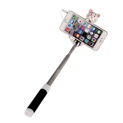 Мини селфи палка с кнопкой Проводная Силиконовая ручка Монопод универсальный для iPhone 6 5 Android samsung huawei Xiaomi палочки