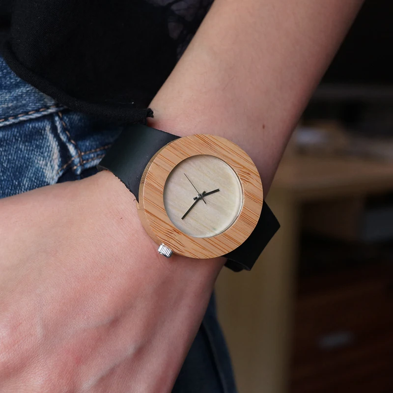 BOBO BIRD Mens Watch Handmade Bamboo Wristwatch with Genuine Leather Band Retail Box Wood Watches as Gifts C-C08