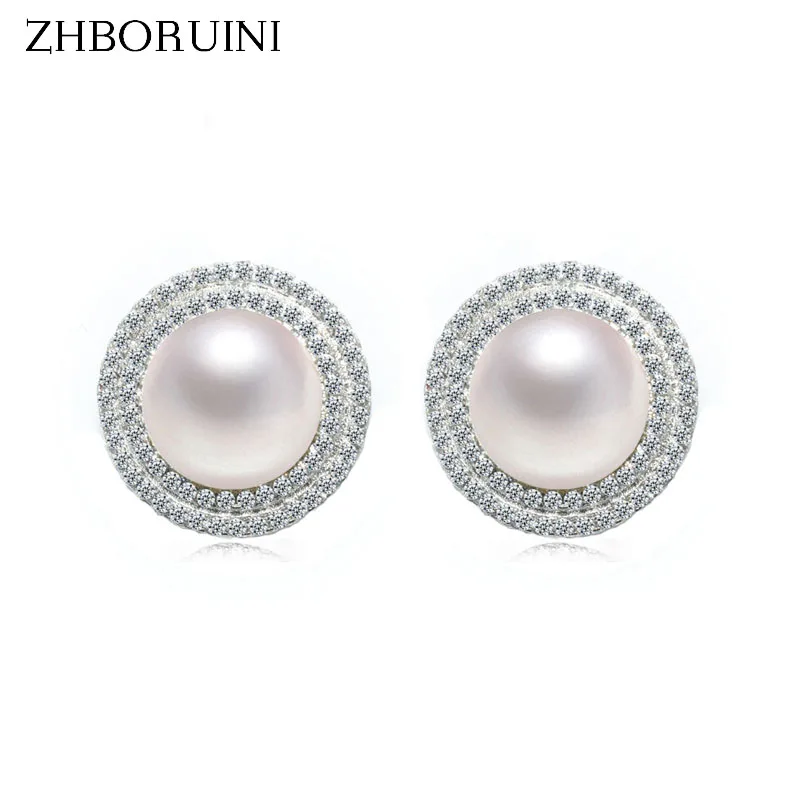 

ZHBORUINI Fashion Pearl Earrings High Quality Natural Freshwater Pearl Big Earrings 925 Sterling Silver Pearl Jewelry For Women