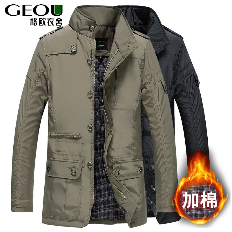 2018 New Plus Size M-5XL Winter Men Jackets and Coats Leisure Windproof Thick Warm Jacket Men's Long Trench Coat parka Clothing