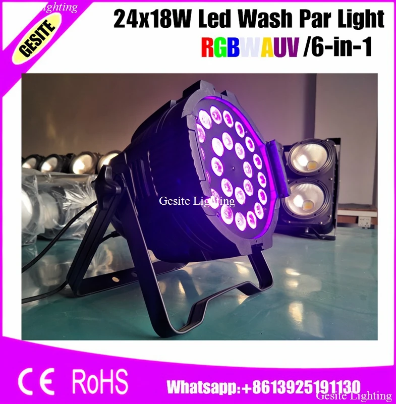 4 шт./лот 24x18 Вт RGBWA UV 6 в 1 dmx led par light stand Master Slave LED Flat DJ Equipment|rgbwa uv|dj equipmentled flat |