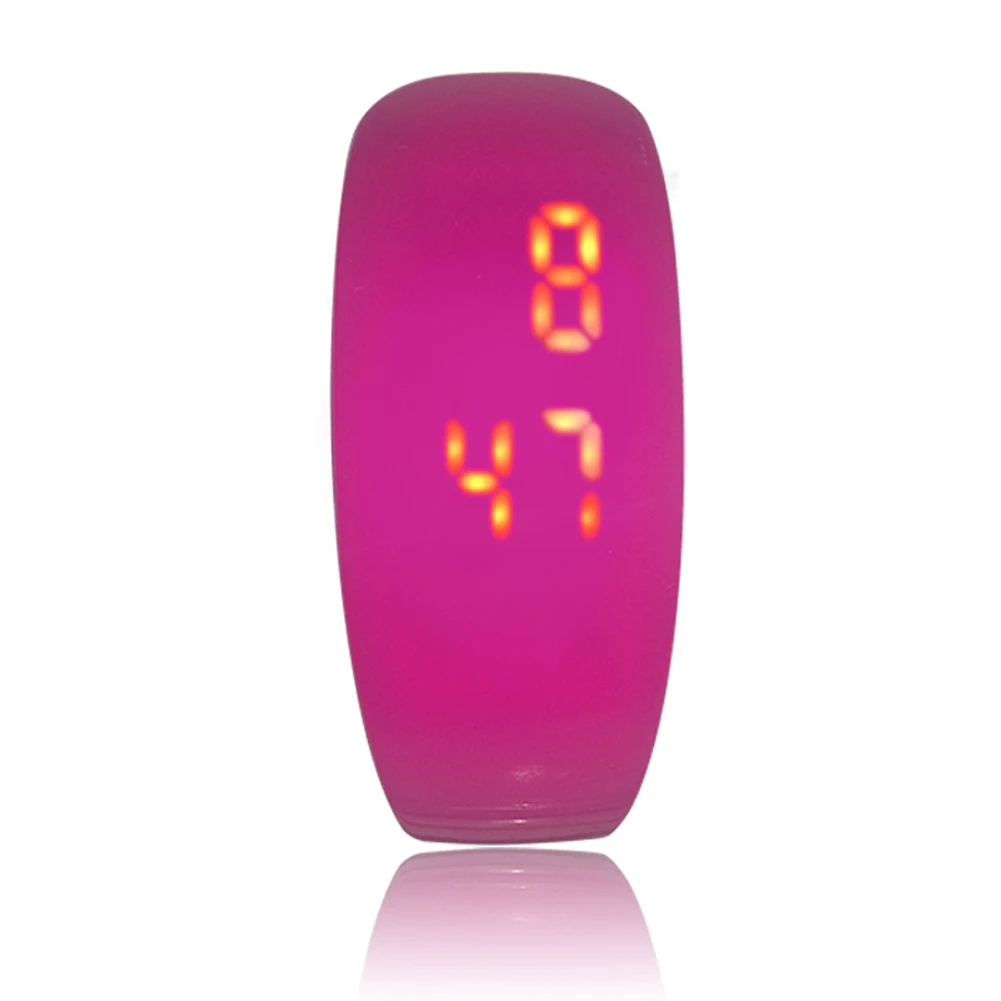 Горячая Повседневная светодиодный браслет часы резиновый силиконовый красный цифровой карамельный цвет Студенческая девочка браслет для мальчика LXH - Цвет: Розовый