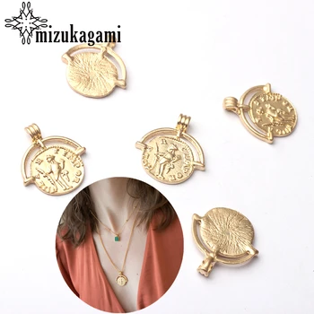 

Golden Zinc Alloy Coin Charm Pendant 6pcs/lot For DIY Fashion Necklace Jewelry Making Accessories