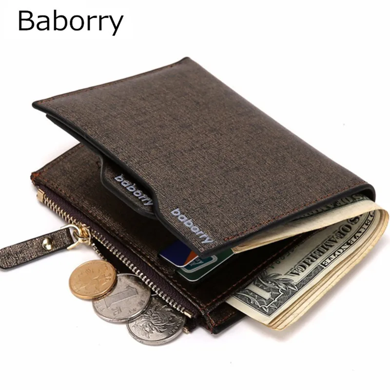 

Casual Men Wallets Bifold Wallet ID Card Holder Coin Purse Pockets Clutch with Zipper Coin Bag Men Wallet with for male Gift