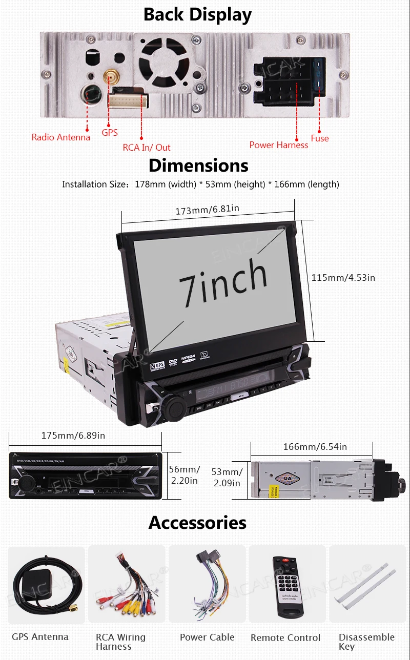 Excellent Bluetooth GPS Navigation Free 8GB Map Card Remote Control Single DIN 1DIN Car GPS Stereo 7" Touchscreen Car MP5 CD DVD Player 5