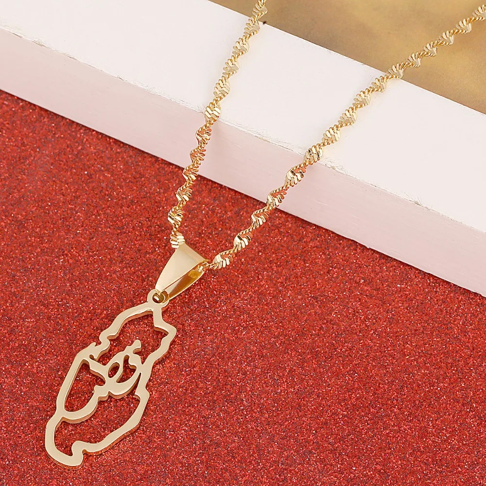 Stainless Steel Qatar Country Map Women Pendant Gold Color Jewelry Gift