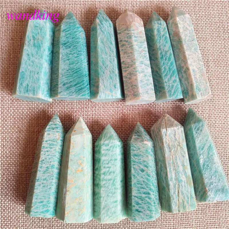 

(12pcs/lot ) natural amazonite quartz crystal point wand healing