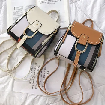 

FGGS-Lattice Small Shoulder Bag Female Korean Version Of The Wild Multi-Purpose Mini Backpack Tide Bag