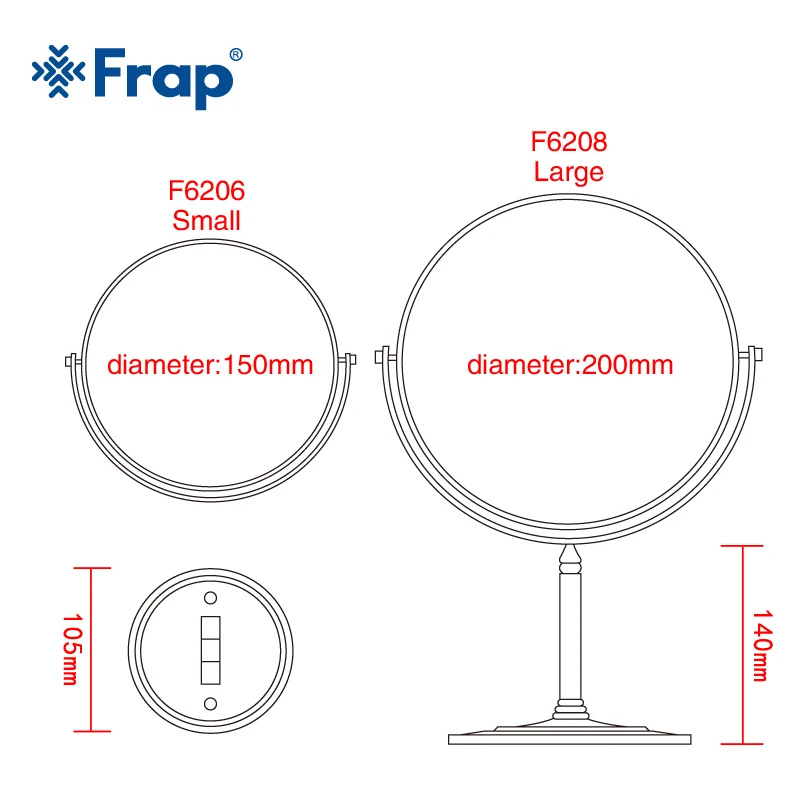 Frap جديد وصول مرآة لوضع مساحيق التجميل المهنية المرآة البالونية ملحقات الحمام 180 الدورية شحن المكبر F6206 F6208 Frap جديد وصول مرآة لوضع مساحيق التجميل المهنية المرآة البالونية ملحقات الحمام 180 الدورية شحن المكبر F6206 F6208