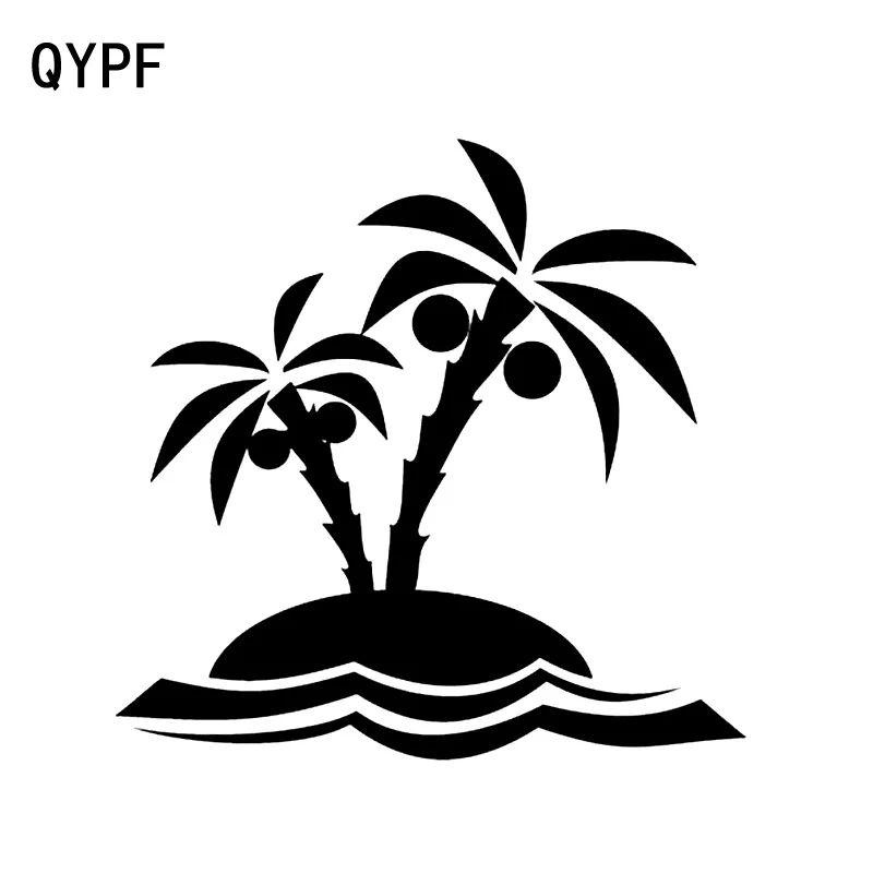

QYPF 14.5cm*14.3cm Distinctive Vivid Cartoon Trees Full Of Coconut Vinyl Car Sticker Delicate Window Decal C18-0491