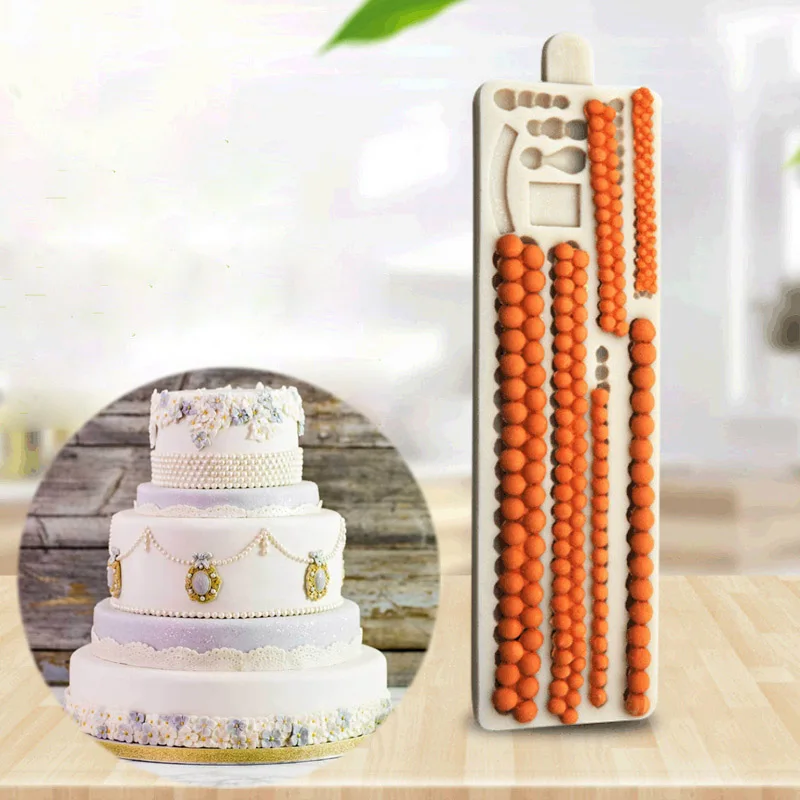 Украшение для свадебной вечеринки, жемчужное ожерелье, форма, инструменты для украшения торта, 3D форма для помадки, Пищевая силиконовая форма, Аксессуары для выпечки