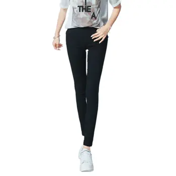 

Women Pencil Pants Casual Elastic Waist Skinny Trousers Black White Stretch Pants