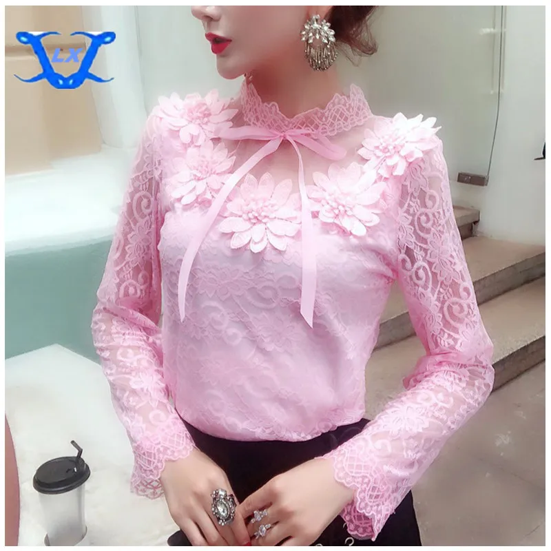 

Elegant tops long sleeve lace blouse shirt new autumn shirt sweet princess blouse