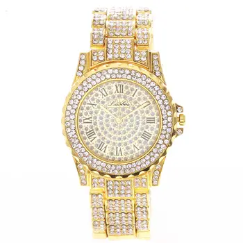 

Minimalist Fashion Casual Watch Women Dress Wristwatch crystal diamond Golden Watch Full drill Relogio Faminino zegarek damski