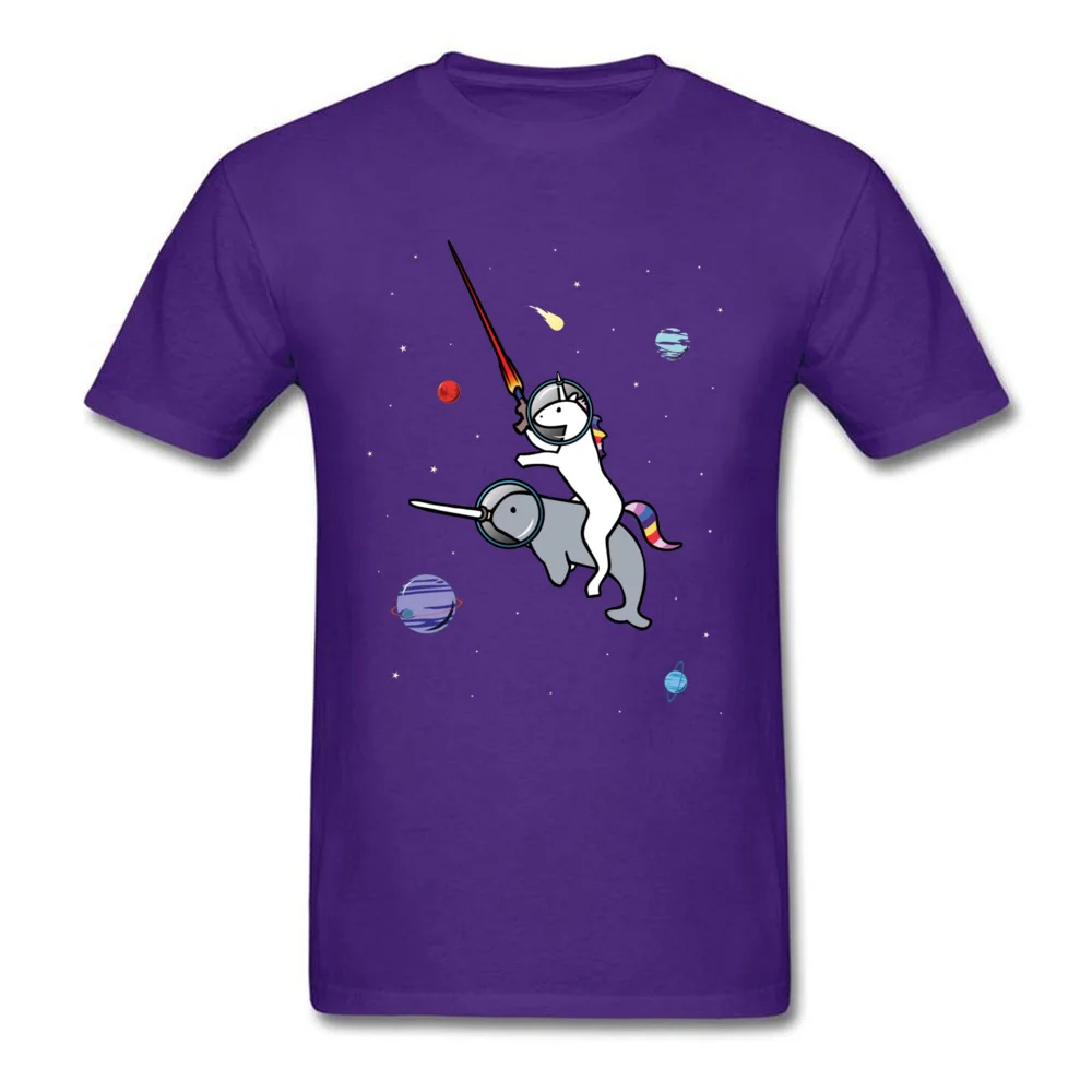 Tops T Shirt Casual T-Shirt ostern Day Funny Casual Short Sleeve 100% Cotton Round Collar Young T Shirt Casual Unicorn Riding Narwhal In Space 814 purple