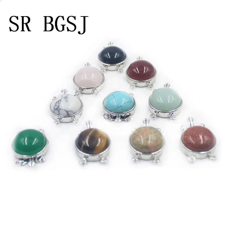 Free shipping 2 strand Kinds of Gems Jewelry Making Coin Shape Box Stone Clasp 18mm|Ювелирная фурнитура и компоненты| |