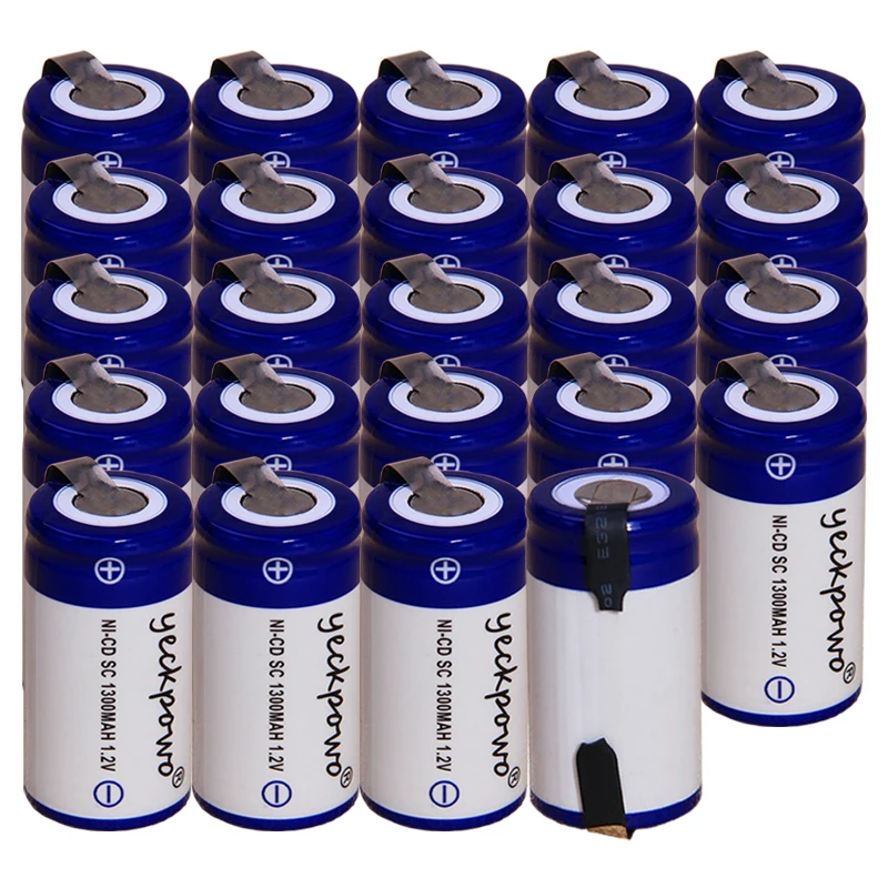 

yeckpowo 24 pieces SC battery 1,2v batteries nicd rechargeable for power tools 1300mAh for drill screwdriver real capacity