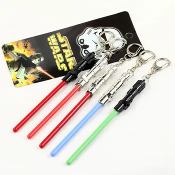 

[Funny] 50pcs/lot Wars Master Yoda lightsaber 3D model Pendant Alloy sword keychain doll key chain toy car phone keyring