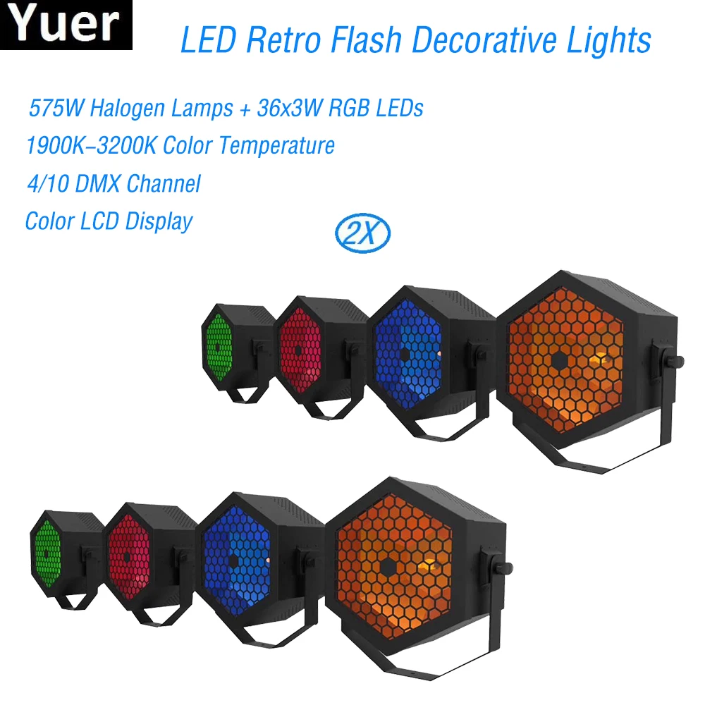 

2Pcs/Lot Professional Stage Lighting 700W LED Retro Flash Decorative Lights LED Par Light For DJ Disco Christmas Party Light