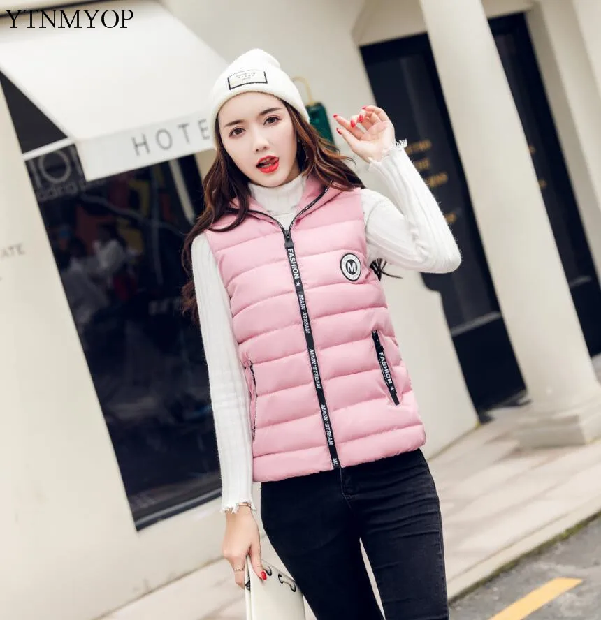 YTNMYOP Brands Short Down Cotton Vest Winter Women Sleeveless Jacket Slim Female Coat Green Thicken Casaco Hooded Girls Vests