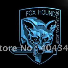 LH041-металлическая Шестерня твердый Лисий значок волк светодиодный неоновый свет знак