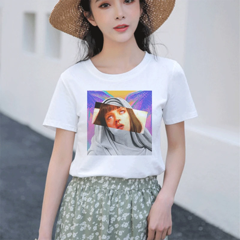 

Summer New Pulp Fiction Movie T Shirt Harajuku Ullzang 90s Korean T-shirt Aesthetic Funny Print Tshirt Graphic Tees Women Tops