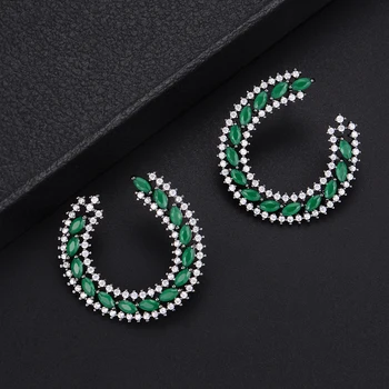 

GODKI 34mm Elegant Wheat Circle Full Mirco Paved Microl Zirconia Women Bridal Dress Wedding Everyday Earring Fashion Jewelry