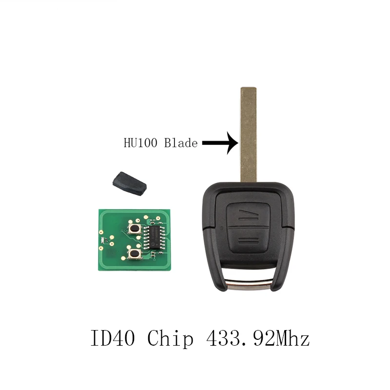 

2Buttons 433.9Mhz Transponder Chip ID40 Remote key For Vauxhall Opel Astra Vectra Zafira HU100 Blade Original key