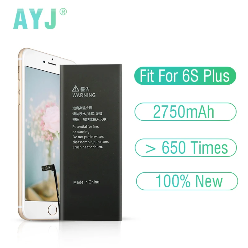 AYJ 100% Новый аккумулятор для iPhone 6S Plus замена реальная Высокая емкость 2750 мАч с