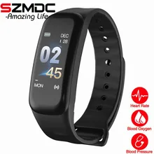 

SZMDC Color Screen C1 Smart Bluetooth Bracelet Blood Pressure Waterproof Fitness Tracker Heart Rate Monitor for Android IOS
