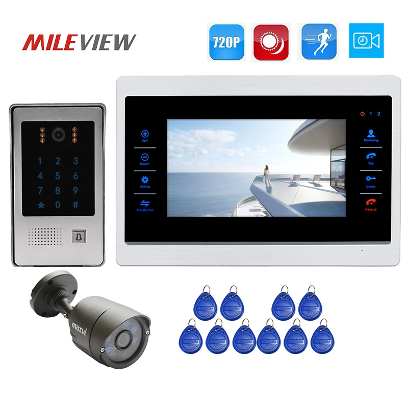 

Free Shipping 1.0MP 720P AHD 7 inch Video Door Phone Intercom Record Kit Code Keypad RFID Unlock Door Camera 3.0MP CCTV Camera