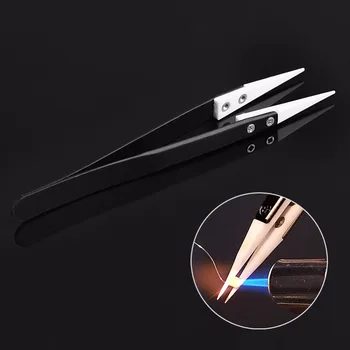 

Ceramic Tips Tweezers Stainless Steel Handle Straight Aimed Tweezers For Coils