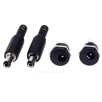 

1 Set 2.1mm x 5.5mm 12V/3A PN35 Male Plug + Female Socket Panel Mount Jack DC Connector Adapter For DIY Projects