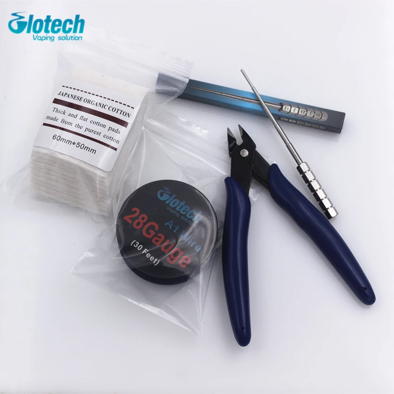 Glotech A1 wire DIY kits of +Pliers+ Coil Jig + cotton 10pcs For E cigarette RBA RDA RTA Atomizer coil vaporizer |