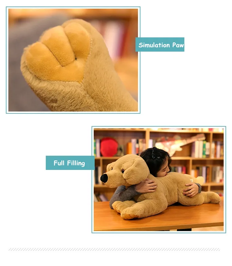 Dorimytrader Pop Simulation Animal Labrador Plush Toy Giant Stuffed Cartoon Golden Retriever Dog Doll Pillow for Baby Birthday Gift 31inch 80cm DY50448 (4)