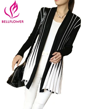 BellFlower 2017 Spring Women Cardigan Stripes Print Long Sleeve Women's Shawl Knitting SlimThin Sweater Cardigan For Female