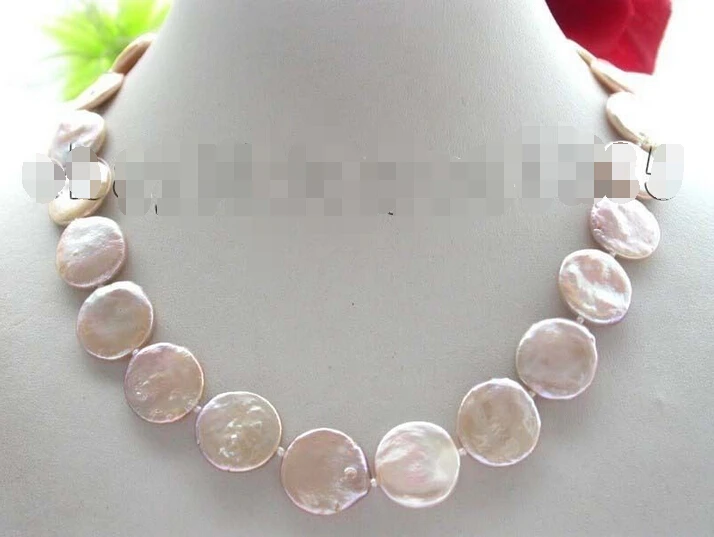 

HOT SELL - 18" Genuine Natural 17mm Purple Coin Pearl Necklace !^^^@^Noble style Natural Fine jewe > -Top quality free shippi