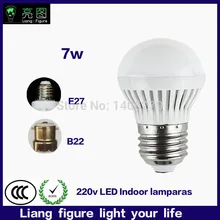 E27 B22 Led Bulb 7W LED indoor lamp 220V Cold white/Warm White Led Spotlight led living room bedroom lamp