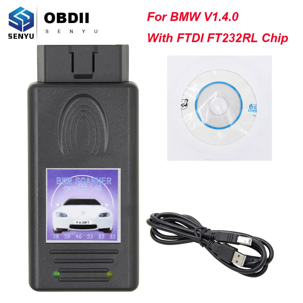 Для BMW Сканер 1.4.0 FTDI FT232RL чип для BMW V1.4.0 разблокированный OBD2 автомобильный сканер для диагностики авто инструмент для выполнения IKE/LCM/EWS