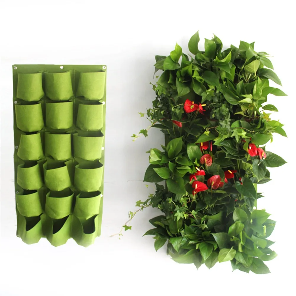 Войлочные 18 и 72 кармана подвесные мешки для питомника растение сумки для теплицы растение сумка для выращивания стены цветы горшок вешалка садовые товары