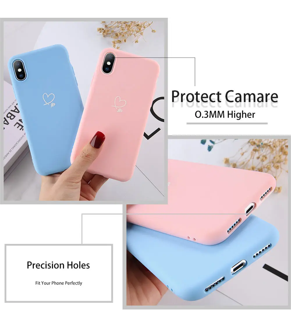 iphone se silicone case Lovebay Colorful Love Heart Phone Case For iPhone 11 12 13 Pro X XR XS Max SE 2020 6 6S 7 8 Plus Candy Color Soft TPU Back Cover iphone se leather case