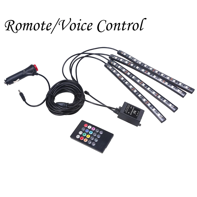 POSSBAY coche Universal LED tira de la lámpara luz Interior del coche Luces de la atmósfera de neón Decoración Luz Luces con voz/Control remoto POSSBAY coche Universal LED tira de la lámpara luz Interior del coche Luces de la atmósfera de neón Decoración Luz Luces con voz/Control remoto