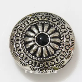 

(KB306) Wholesale 50pc 1-1/8'' Western Turquoise Concho w/ Black Stone Leathercraft Silver