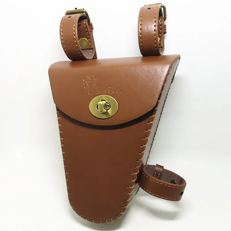 Flash Deal G05 Cycling tool bags Retro bicycle with beam triangle bag kit beam bag bag leather nostalgic classic style 23