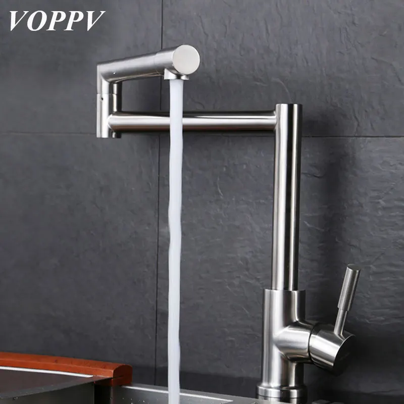 

VOPPV Stainless Steel Kitchen Sink Mixer Faucet Ceramic 360 Degree Rotation Deck Mounted Single Hole Single Holder Mixer Faucet