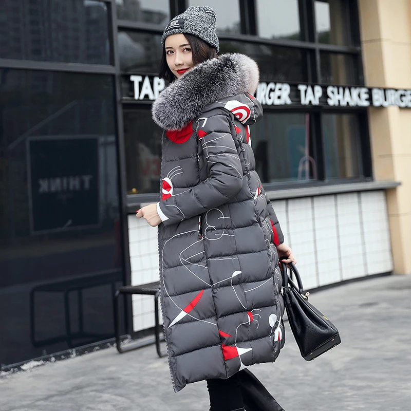 Bas Noir Veste À bleu Col Femelle army rouge Épaissir Capuchon Green Coton Outwear Hiver Parka De 2019 Nouveauté gris Femmes Fourrure Manteau Longue Chaud pxSzzU
